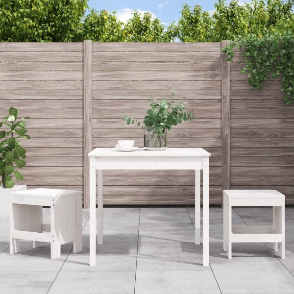Mesa y sillas de jardín 3 piezas madera maciza de pino blanco Mesa y sillas de jardín 3 piezas madera maciza de pino blanco