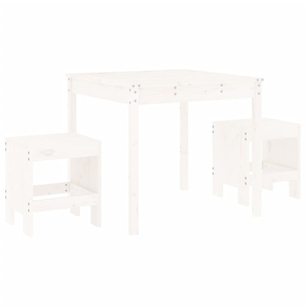 Mesa y sillas de jardín 3 piezas madera maciza de pino blanco Mesa y sillas de jardín 3 piezas madera maciza de pino blanco
