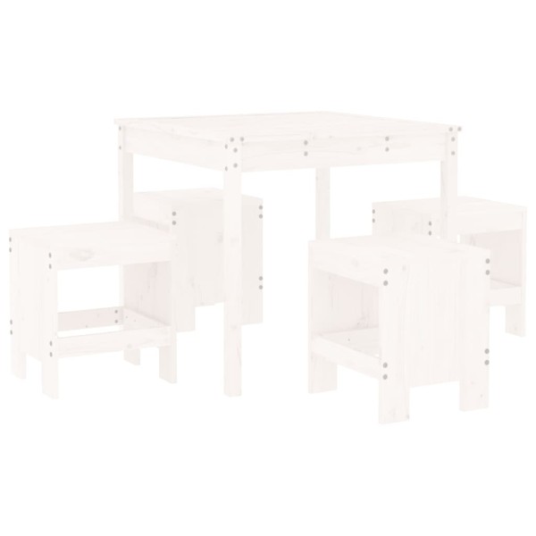 Juego de comedor de jardín 5 piezas madera maciza pino blanco