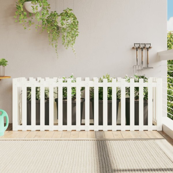 Arriate elevado jardín con valla madera pino blanco 200x50x70cm Arriate elevado jardín con valla madera pino blanco 200x50x70cm