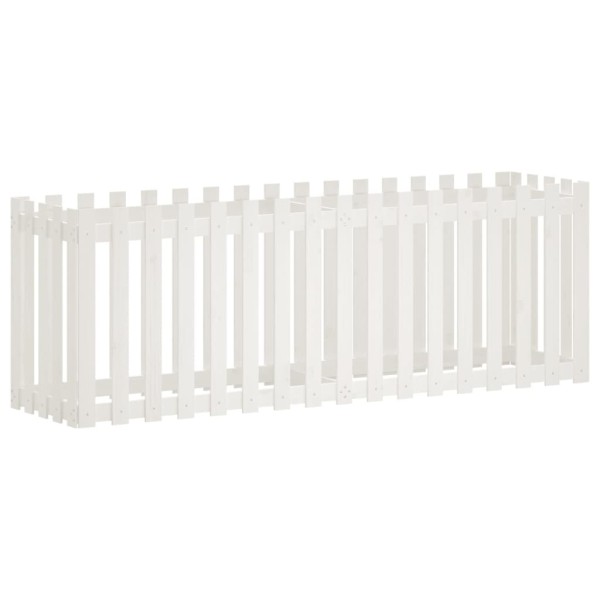 Arriate elevado jardín con valla madera pino blanco 200x50x70cm Arriate elevado jardín con valla madera pino blanco 200x50x70cm