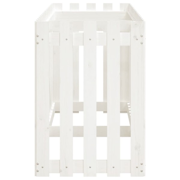 Arriate elevado jardín con valla madera pino blanco 200x50x70cm Arriate elevado jardín con valla madera pino blanco 200x50x70cm