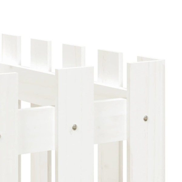 Arriate elevado jardín con valla madera pino blanco 200x50x70cm Arriate elevado jardín con valla madera pino blanco 200x50x70cm