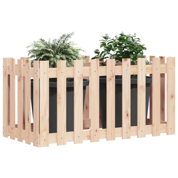 Arriate elevado jardín con valla madera maciza pino 100x50x50cm Arriate elevado jardín con valla madera maciza pino 100x50x50cm