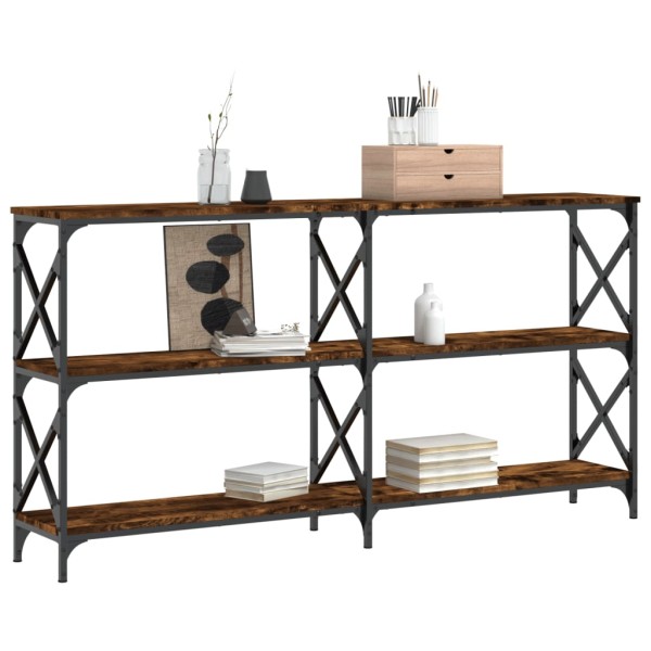 Mesa consola madera de ingeniería roble ahumado 200x28x80,5 cm Mesa consola madera de ingeniería roble ahumado 200x28x80,5 cm