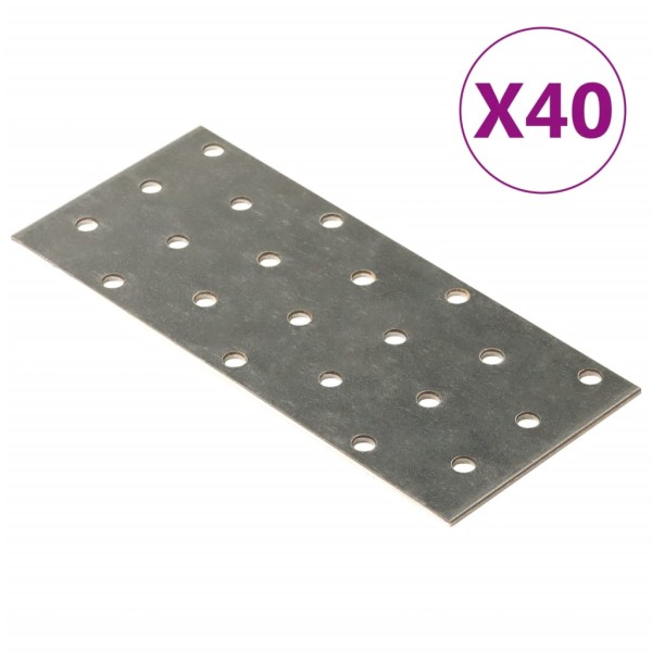 Placas perforadas 40 uds acero galvanizado 2 mm 140x60 mm Placas perforadas 40 uds acero galvanizado 2 mm 140x60 mm