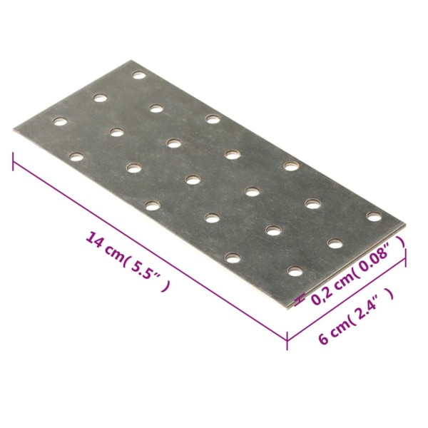 Placas perforadas 40 uds acero galvanizado 2 mm 140x60 mm Placas perforadas 40 uds acero galvanizado 2 mm 140x60 mm