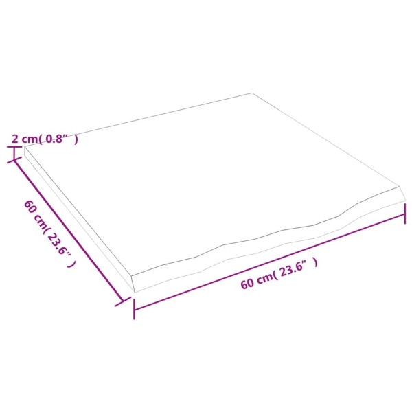 Estante de pared madera maciza de roble sin tratar 60x60x2 cm Estante de pared madera maciza de roble sin tratar 60x60x2 cm