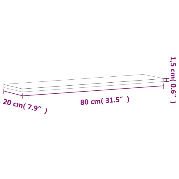 Estante de pared madera maciza de haya 80x20x1,5 cm Estante de pared madera maciza de haya 80x20x1,5 cm