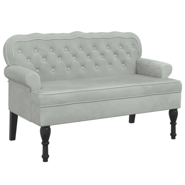 Banco con respaldo terciopelo gris claro 119,5x64,5x75 cm Banco con respaldo terciopelo gris claro 119,5x64,5x75 cm