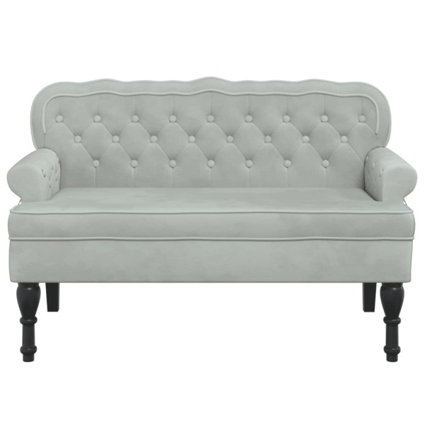 Banco con respaldo terciopelo gris claro 119,5x64,5x75 cm Banco con respaldo terciopelo gris claro 119,5x64,5x75 cm
