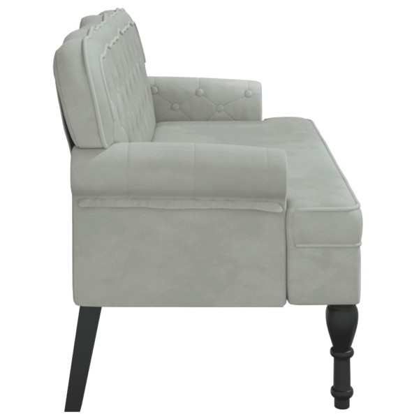 Banco con respaldo terciopelo gris claro 119,5x64,5x75 cm Banco con respaldo terciopelo gris claro 119,5x64,5x75 cm