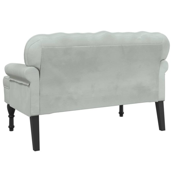 Banco con respaldo terciopelo gris claro 119,5x64,5x75 cm Banco con respaldo terciopelo gris claro 119,5x64,5x75 cm