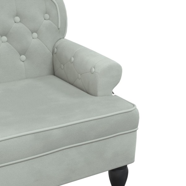 Banco con respaldo terciopelo gris claro 119,5x64,5x75 cm Banco con respaldo terciopelo gris claro 119,5x64,5x75 cm