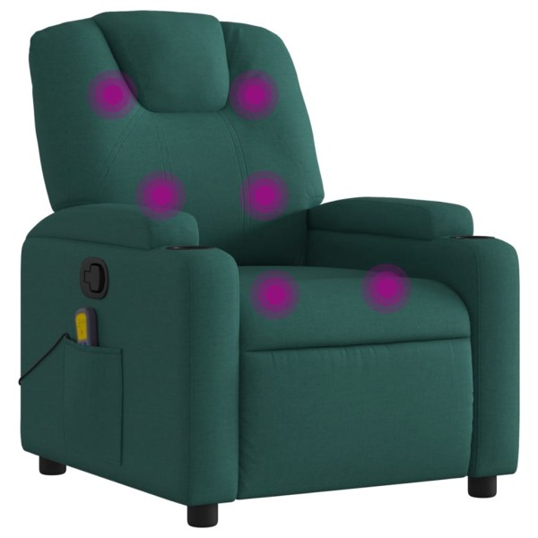 Sillón de masaje reclinable de tela verde oscuro Sillón de masaje reclinable de tela verde oscuro