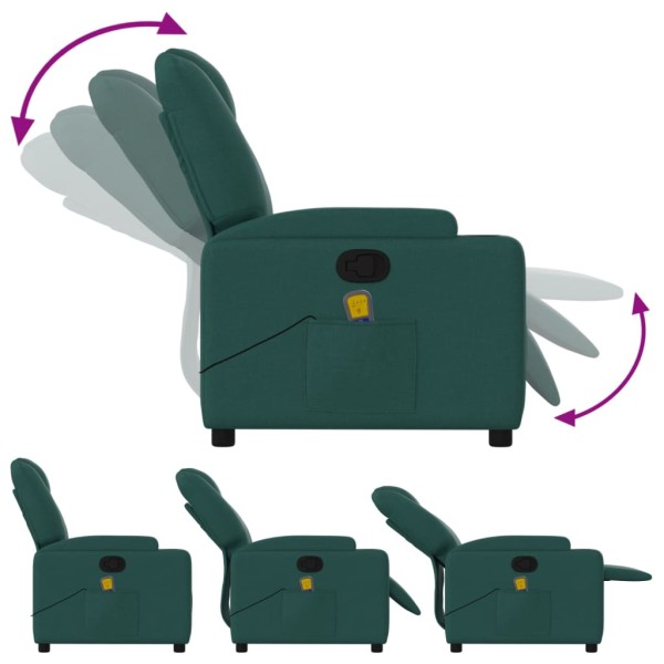 Sillón de masaje reclinable de tela verde oscuro Sillón de masaje reclinable de tela verde oscuro
