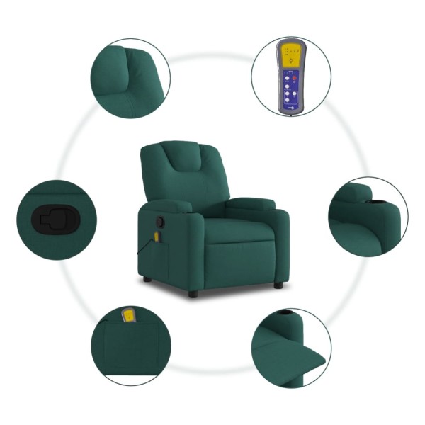 Sillón de masaje reclinable de tela verde oscuro Sillón de masaje reclinable de tela verde oscuro