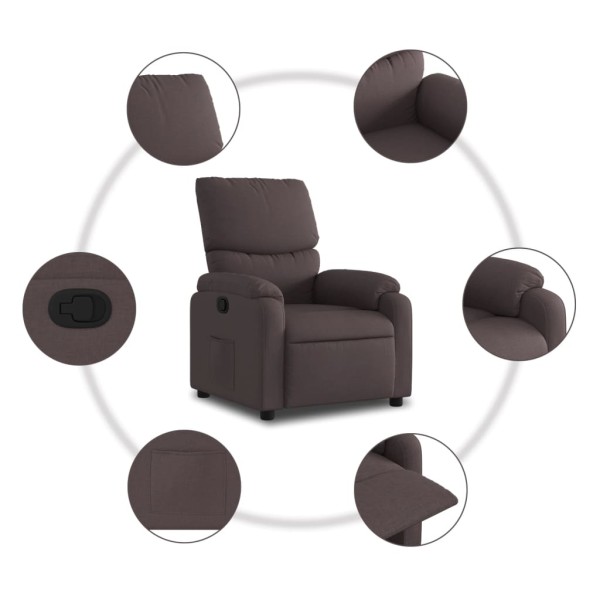 Sillón reclinable de tela marrón oscuro Sillón reclinable de tela marrón oscuro