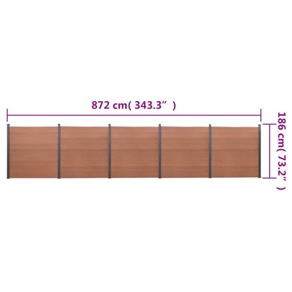 Juego de paneles de valla WPC marrón 872x186 cm Juego de paneles de valla WPC marrón 872x186 cm