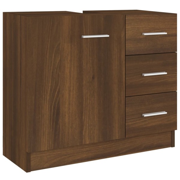 Mueble de lavabo madera contrachapada marrón roble 63x30x54 cm Mueble de lavabo madera contrachapada marrón roble 63x30x54 cm