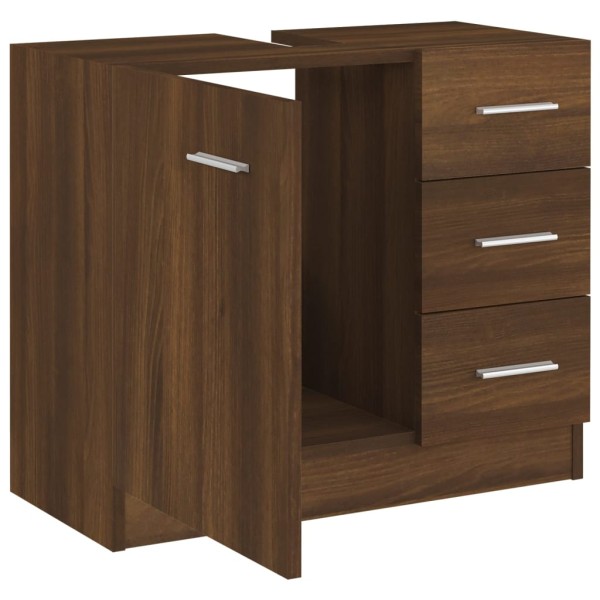 Mueble de lavabo madera contrachapada marrón roble 63x30x54 cm Mueble de lavabo madera contrachapada marrón roble 63x30x54 cm