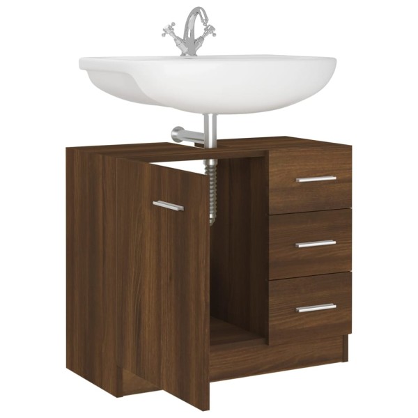 Mueble de lavabo madera contrachapada marrón roble 63x30x54 cm Mueble de lavabo madera contrachapada marrón roble 63x30x54 cm