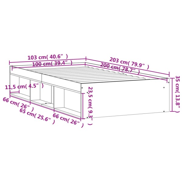 Estructura de cama blanca 100x200 cm