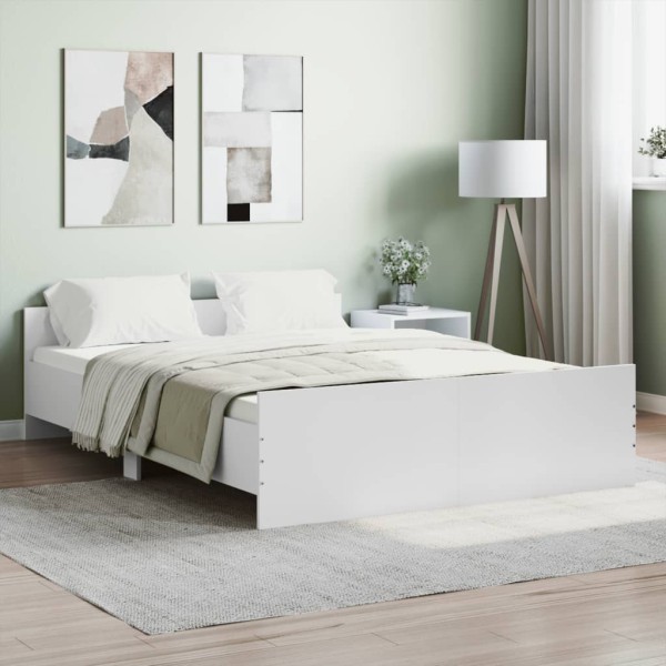 Estructura de cama con cabecero piecero blanco 135x190 cm Estructura de cama con cabecero piecero blanco 135x190 cm