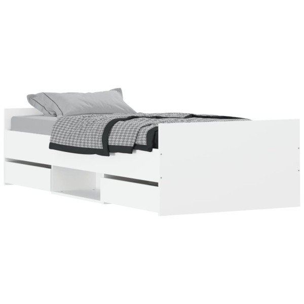 Estructura de cama con cabecero piecero blanca 100x200 cm Estructura de cama con cabecero piecero blanca 100x200 cm
