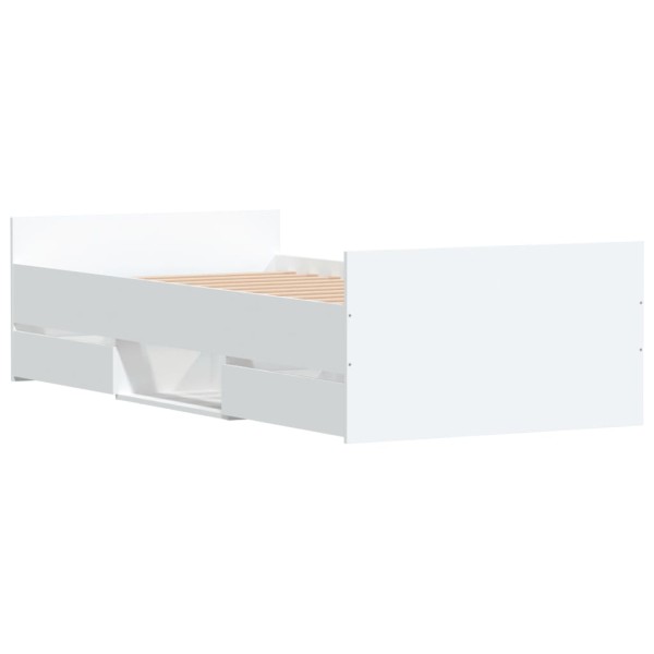 Estructura de cama con cabecero piecero blanca 100x200 cm Estructura de cama con cabecero piecero blanca 100x200 cm