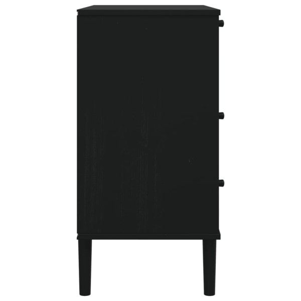Cómoda SENJA aspecto ratán madera maciza pino negro 80x40x80cm