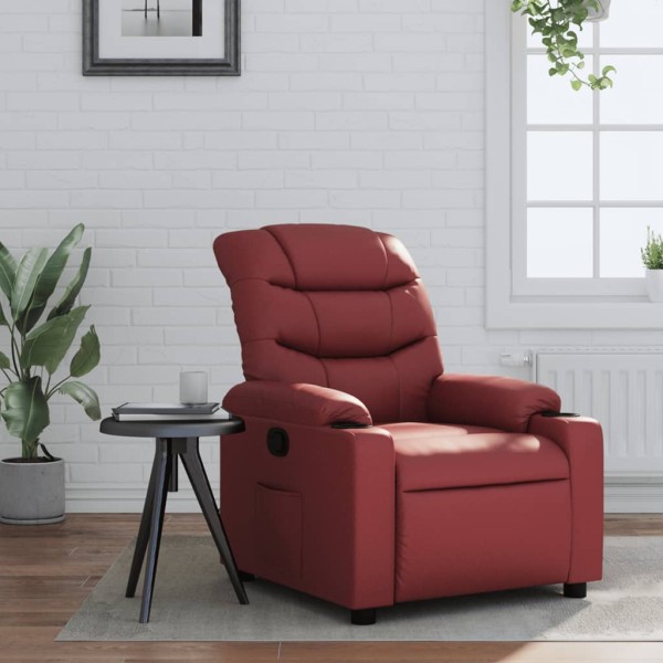 Sillón reclinable de cuero sintético rojo tinto Sillón reclinable de cuero sintético rojo tinto