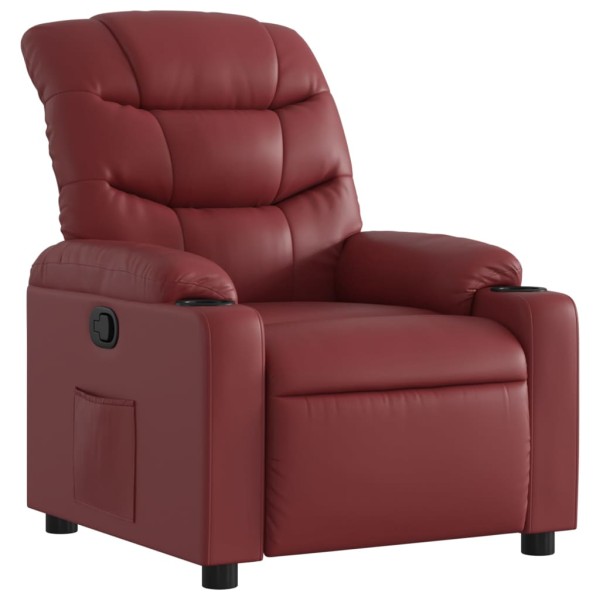 Sillón reclinable de cuero sintético rojo tinto Sillón reclinable de cuero sintético rojo tinto