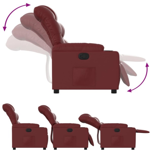 Sillón reclinable de cuero sintético rojo tinto Sillón reclinable de cuero sintético rojo tinto