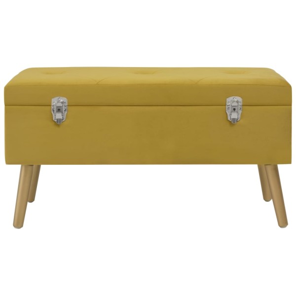 Banco con compartimento de terciopelo amarillo mostaza 80 cm Banco con compartimento de terciopelo amarillo mostaza 80 cm