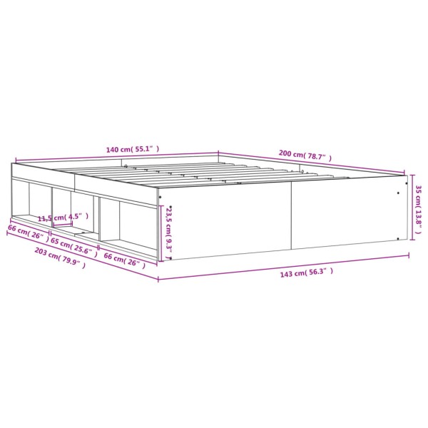 Estructura de cama blanca 140x200 cm