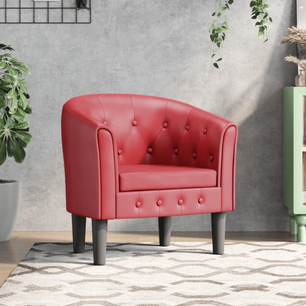 Sillón cuero sintético rojo tinto