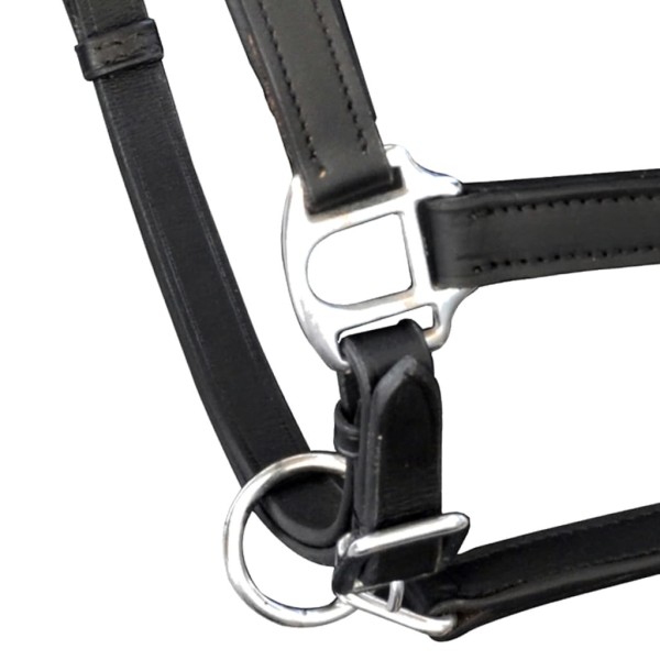 Cabezada para caballo cabestro ajustable cuero auténtico negro