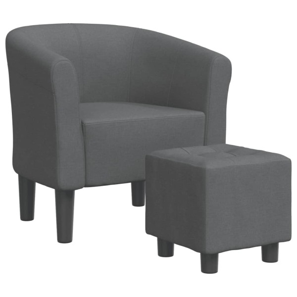 Sillón con taburete tela gris oscuro Sillón con taburete tela gris oscuro