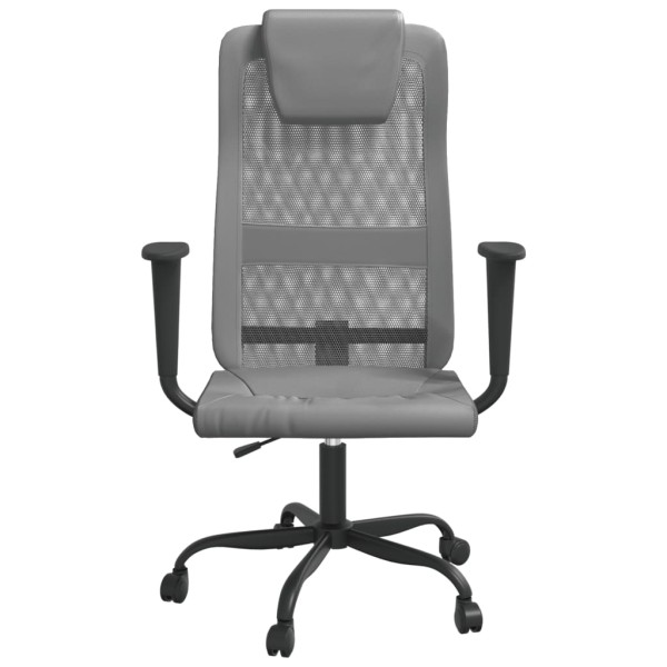 Silla de oficina tela de malla y cuero sintético gris Silla de oficina tela de malla y cuero sintético gris