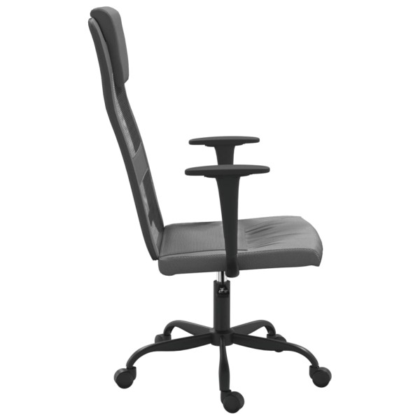 Silla de oficina tela de malla y cuero sintético gris Silla de oficina tela de malla y cuero sintético gris