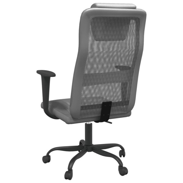 Silla de oficina tela de malla y cuero sintético gris Silla de oficina tela de malla y cuero sintético gris
