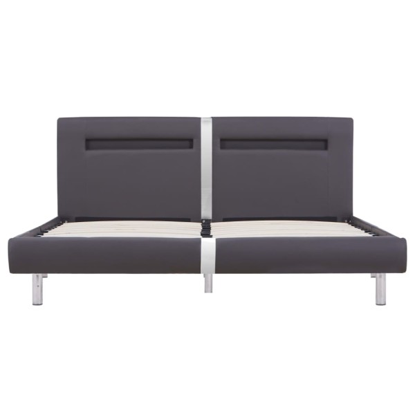 Cama con LED de cuero sintético gris 180x200 cm