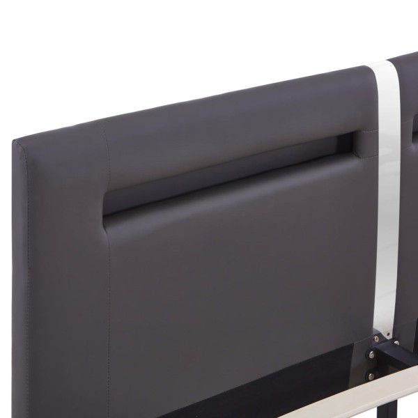 Cama con LED de cuero sintético gris 180x200 cm