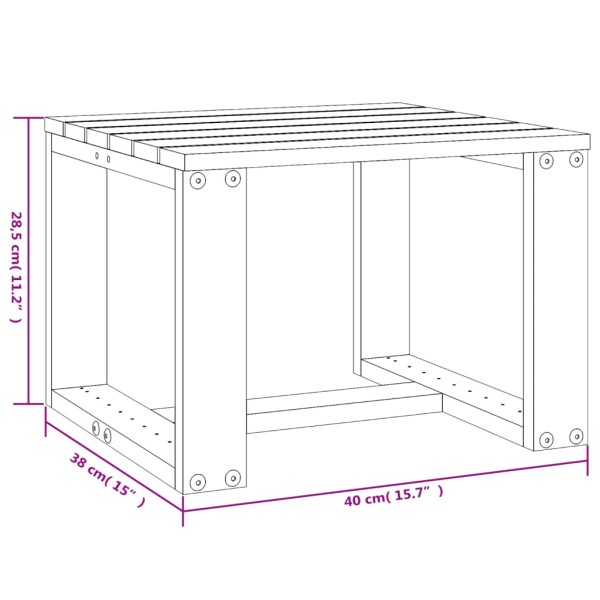 Mesa auxiliar de jardín madera maciza douglas 40x38x28,5 cm Mesa auxiliar de jardín madera maciza douglas 40x38x28,5 cm