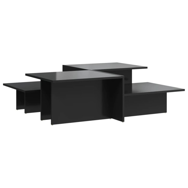 Mesas de centro 2 uds madera de ingeniería negro brillante Mesas de centro 2 uds madera de ingeniería negro brillante