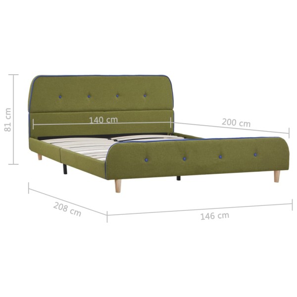 Estructura de cama de tela verde 140x200 cm Estructura de cama de tela verde 140x200 cm