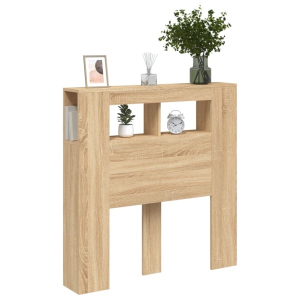 Cabecero LED madera ingeniería roble Sonoma 100x18,5x103,5 cm Cabecero LED madera ingeniería roble Sonoma 100x18,5x103,5 cm