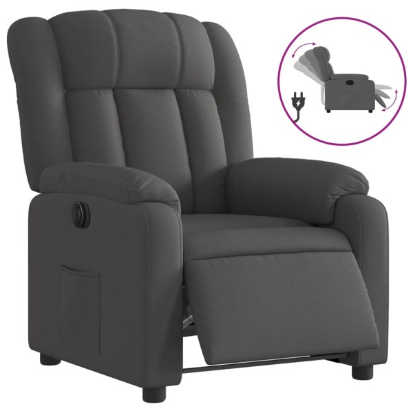 Sillón reclinable eléctrico de tela gris oscuro Sillón reclinable eléctrico de tela gris oscuro