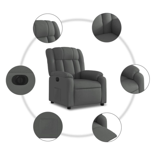 Sillón reclinable eléctrico de tela gris oscuro Sillón reclinable eléctrico de tela gris oscuro